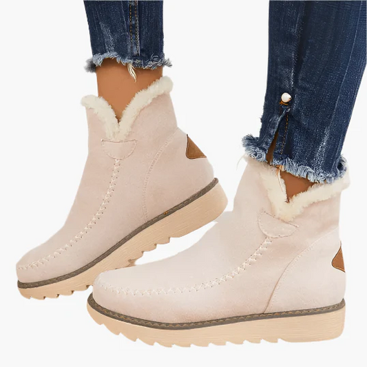 Bottes mi-mollet femme – effet suédé – doublure fourrure – semelle antidérapante
