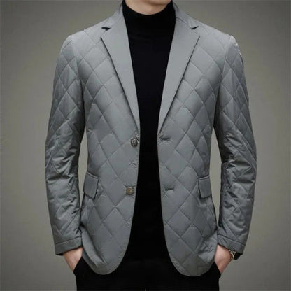 Veste matelassée homme – Coupe slim – Motif losange – Revers cranté – 2 boutons