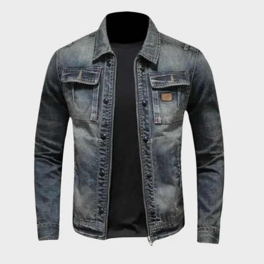 Veste en jean homme – Coupe droite – Fermeture boutonnée – Poches poitrine – Style décontracté