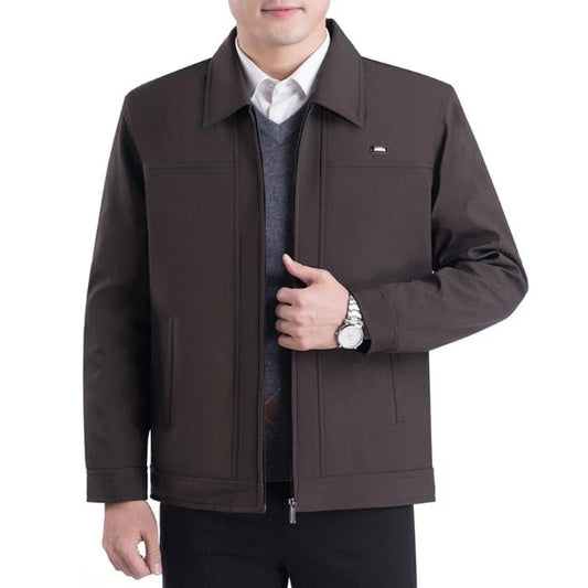 Veste homme – Coupe droite – Tissu lisse déperlant – Col à revers – Fermeture zippée