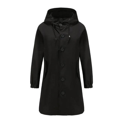 Veste imperméable femme – Coupe ample – Capuche avec cordon – Longueur mi-cuisse