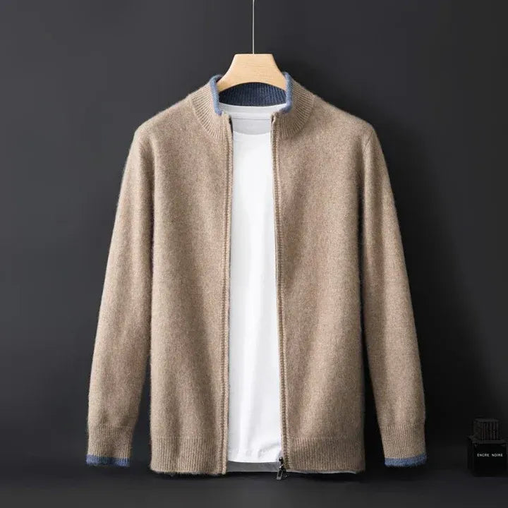 Veste zippée homme – Laine douce – Coupe standard – Col et poignets côtelés