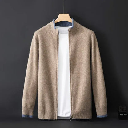Veste zippée homme – Laine douce – Coupe standard – Col et poignets côtelés