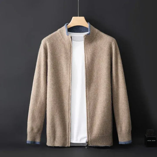 Veste zippée homme – Laine douce – Coupe standard – Col et poignets côtelés