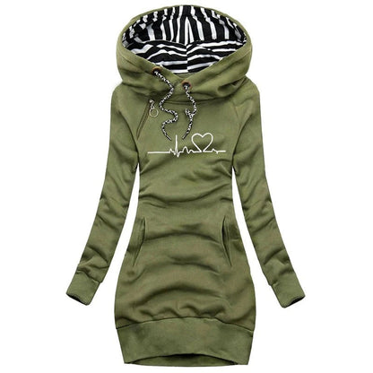 Robe Sweat à Capuche Femme – Coton – Coupe Slim – Mini – Imprimé Graphique