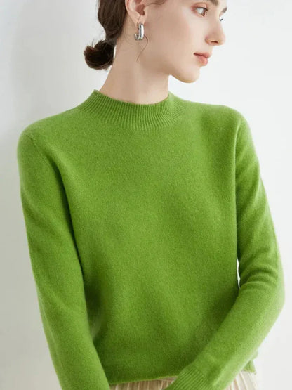 Pull femme – Coupe droite – Laine douce – Manches longues – Col rond côtelé