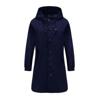 Veste imperméable femme – Coupe ample – Capuche avec cordon – Longueur mi-cuisse