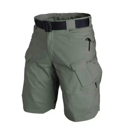 Short cargo homme – Coupe décontractée – Tissu respirant – 6 poches zippées – Ceinture intégrée