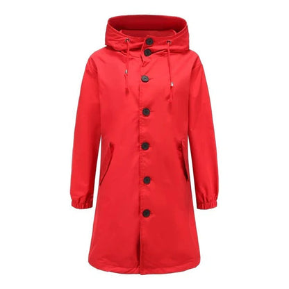 Veste imperméable femme – Coupe ample – Capuche avec cordon – Longueur mi-cuisse