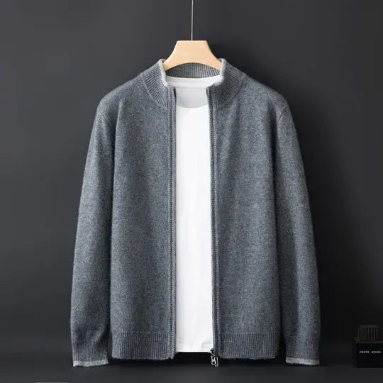 Veste zippée homme – Laine douce – Coupe standard – Col et poignets côtelés