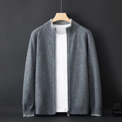 Veste zippée homme – Laine douce – Coupe standard – Col et poignets côtelés