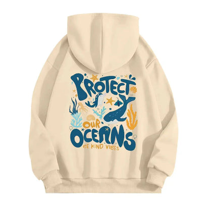 Sweat à Capuche Femme – Coupe Oversize – Toucher Coton – Imprimé Marin Graphique