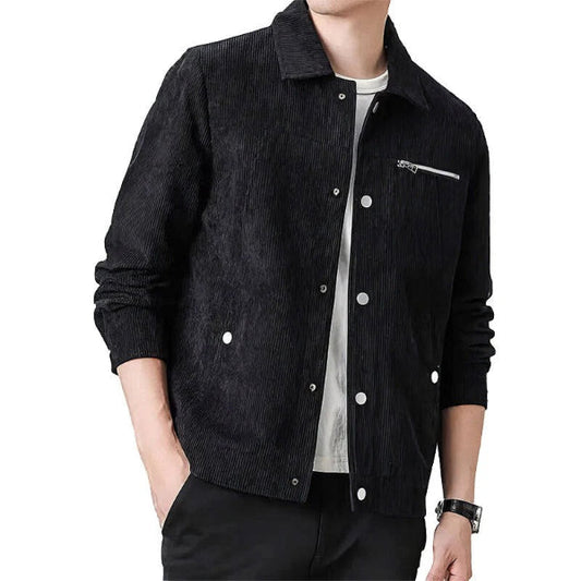 Veste homme – Coupe régulière – Velours côtelé – Poche poitrine zippée – Boutonnée