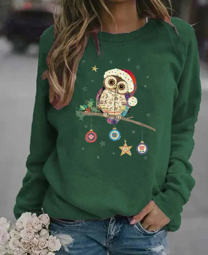 Sweatshirt femme – Coupe décontractée – Coton doux – Manches longues – Motif festif