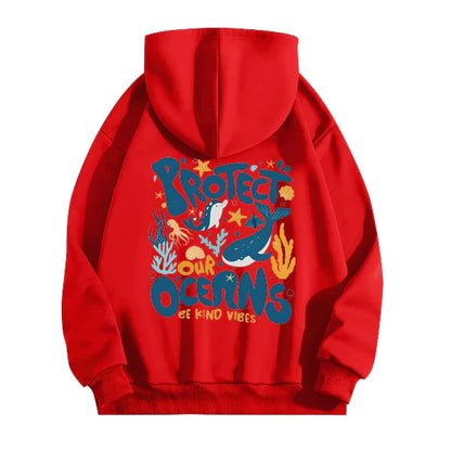 Sweat à Capuche Femme – Coupe Oversize – Toucher Coton – Imprimé Marin Graphique