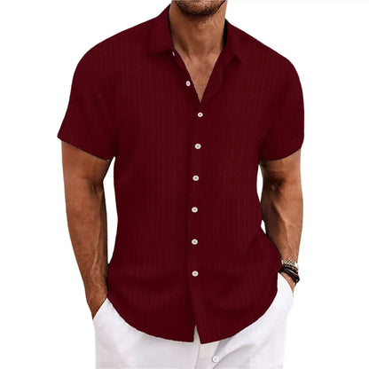 Chemise homme – Coupe décontractée – Tissu jacquard texturé – Manches courtes