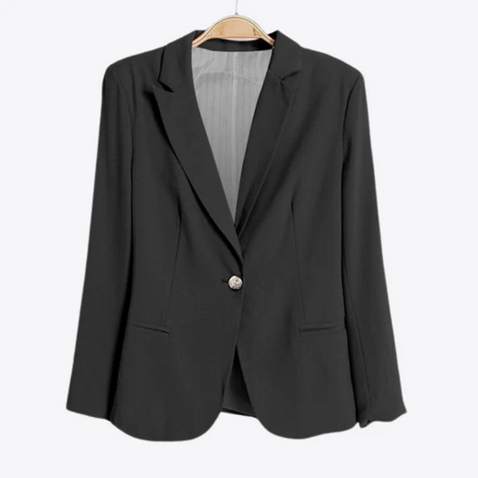 Blazer femme – Coupe cintrée – Fermeture un bouton – Revers crantés – Manches longues