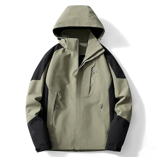 Homme Veste - Tissu Technique - Col Montant Avec Capuche - Coupe Droite - Longueur Hanche