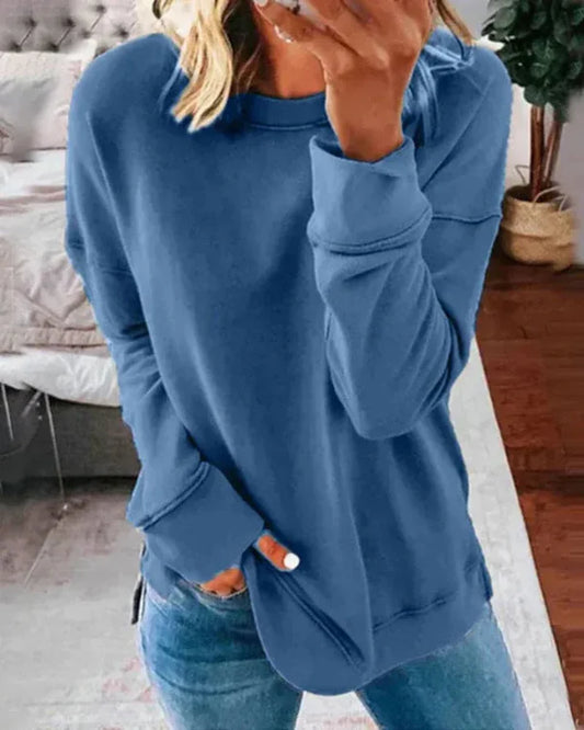 Sweatshirt femme – Coupe ample – Coton doux – Col rond confortable – Manches longues