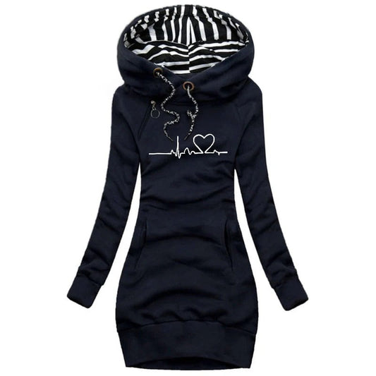 Robe Sweat à Capuche Femme – Coton – Coupe Slim – Mini – Imprimé Graphique