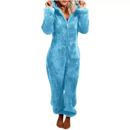 Combinaison Femme à Capuche – Texture Douce Molletonnée – Coupe Ample Longue
