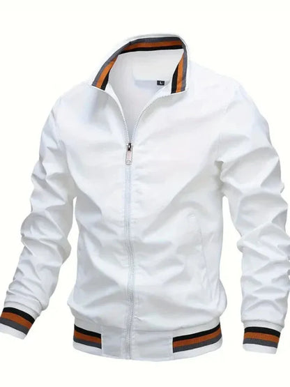 Veste homme – Coupe régulière – Tissu léger respirant – Col montant zippé