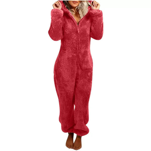 Combinaison Femme à Capuche – Texture Douce Molletonnée – Coupe Ample Longue
