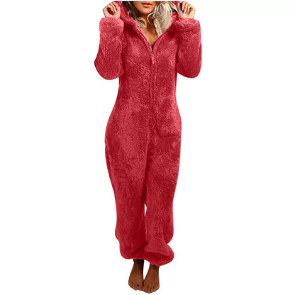 Combinaison Femme à Capuche – Texture Douce Molletonnée – Coupe Ample Longue