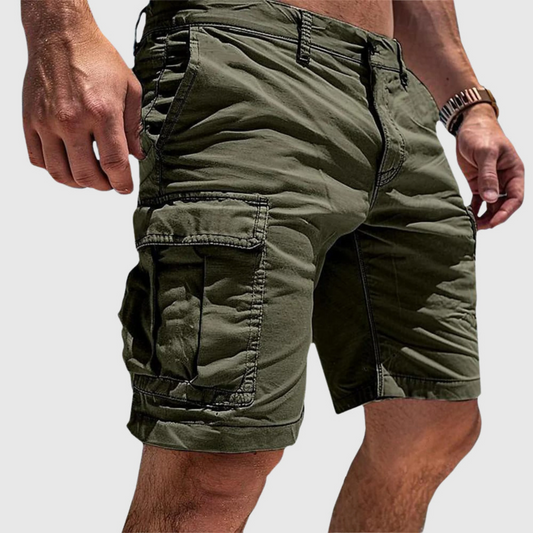 Short cargo homme – Coupe décontractée – Coton – Poches à rabat – Style casual