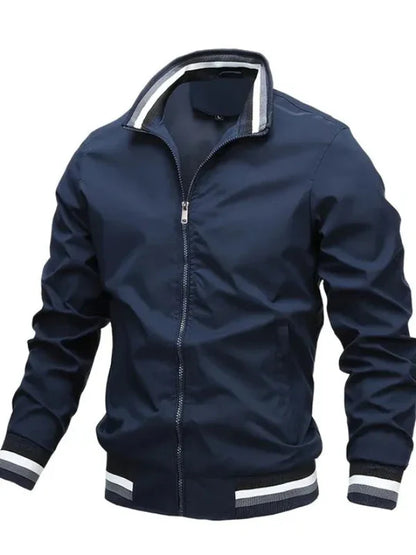 Veste homme – Coupe régulière – Tissu léger respirant – Col montant zippé