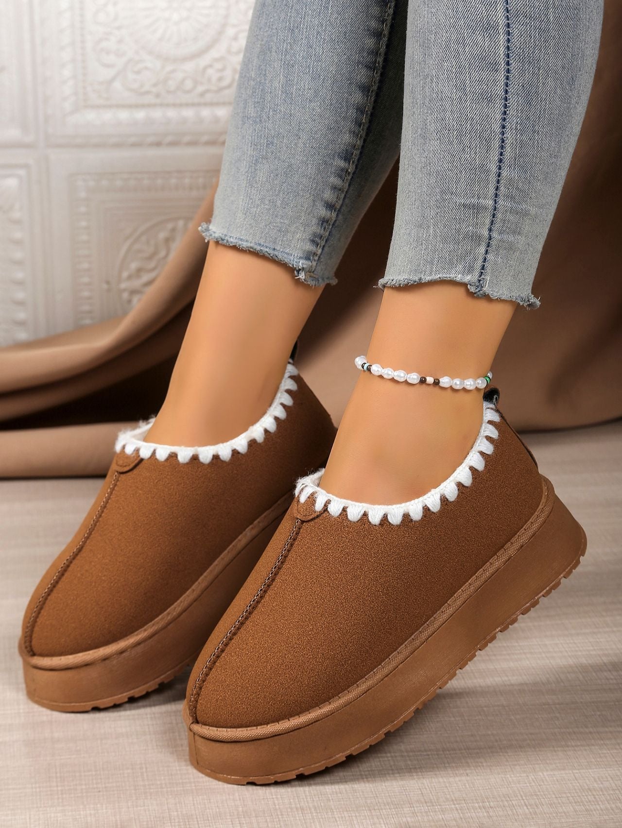Bottes de neige femme – Coupe cheville – Doublure chaude – Semelle antidérapante