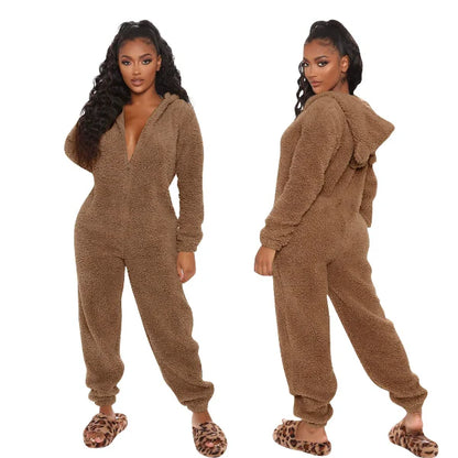 Combinaison Femme à Capuche – Texture Douce Molletonnée – Coupe Ample Longue