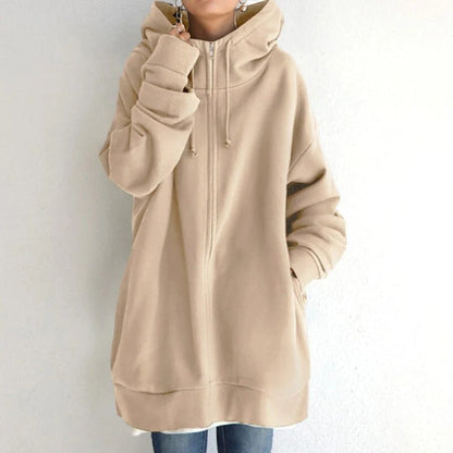 Sweat à capuche femme – Coupe oversize – Doux et chaud – Zippé – Manches longues