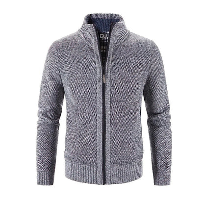 Gilet zippé homme – Coupe slim – Maille laine – Bords côtelés – Finitions contrastées