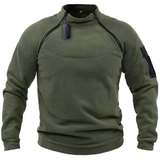 Sweatshirt tactique homme – Coupe regular – Polaire respirante – Col montant zippé
