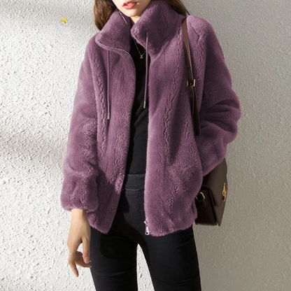 Veste femme – Coupe oversize décontractée – Polaire douce – Réversible avec fermeture zippée