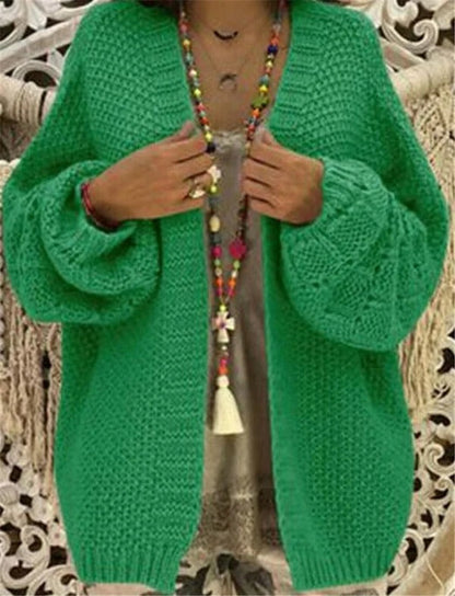 Cardigan Femme – Maille Épaisse – Coupe Oversize – Ouverture Frontale – Manches Larges