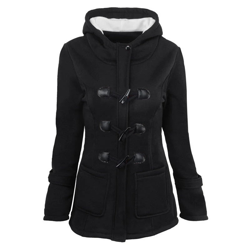 Veste à capuche femme – Coupe structurée – Mélange coton – Fermeture toggle vintage