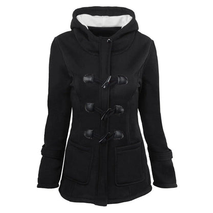 Veste à capuche femme – Coupe structurée – Mélange coton – Fermeture toggle vintage