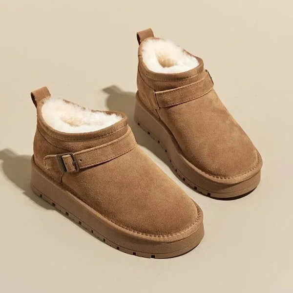 Femme Bottines Cheville - Suède - Semelle Plateforme - Bride Boucle