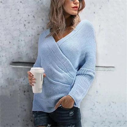 Pull femme cache-cœur – Maille texturée – Décolleté V – Coupe décontractée
