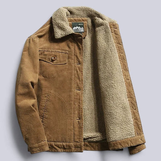 Veste homme en velours côtelé – Coupe décontractée – Doublure polaire – Boutonnage classique