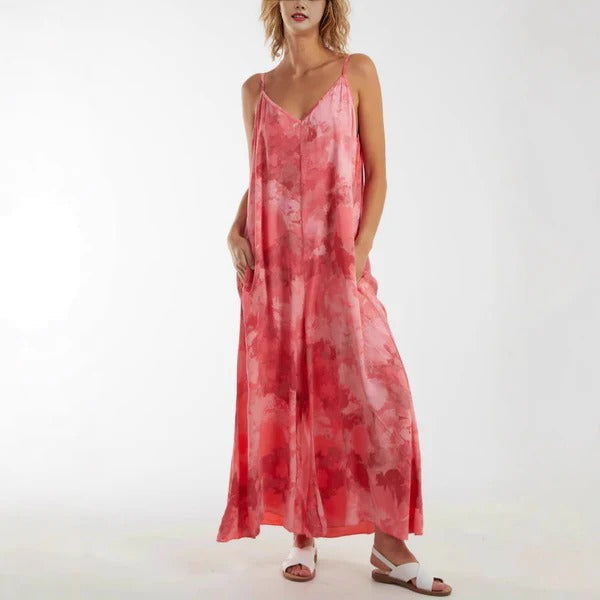 Robe longue femme – Coupe fluide – Bretelles réglables – Tissu léger respirant