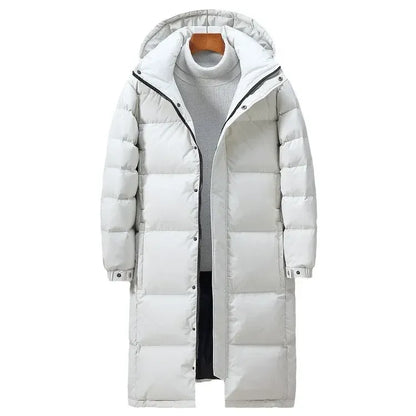 Manteau long homme – Doudoune oversize – Capuche ajustable – Coupe-vent matelassé
