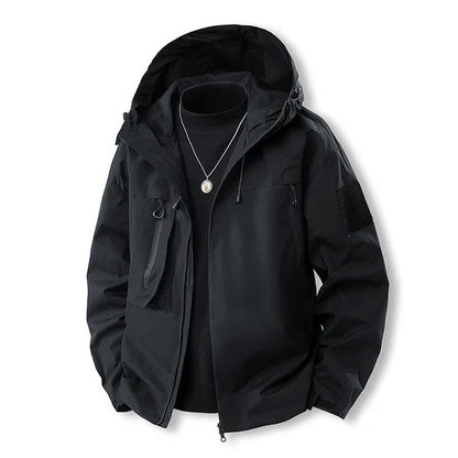 Veste homme outdoor – imperméable respirante – capuche réglable – poches à rabat