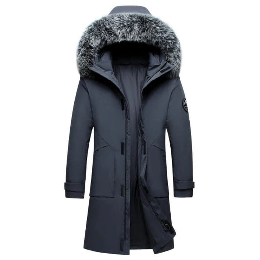 Veste en duvet homme – Coupe droite – Capuche fourrure – Longueur mi-cuisse