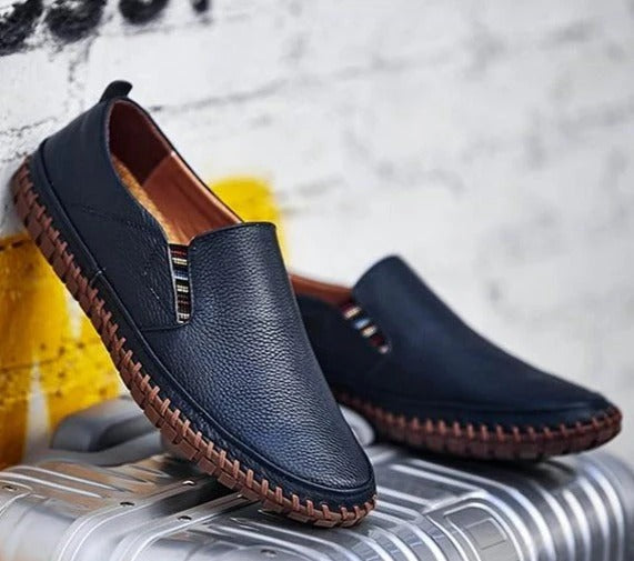 Homme Mocassins - Cuir - Design Sans Lacets - Semelle Antidérapante