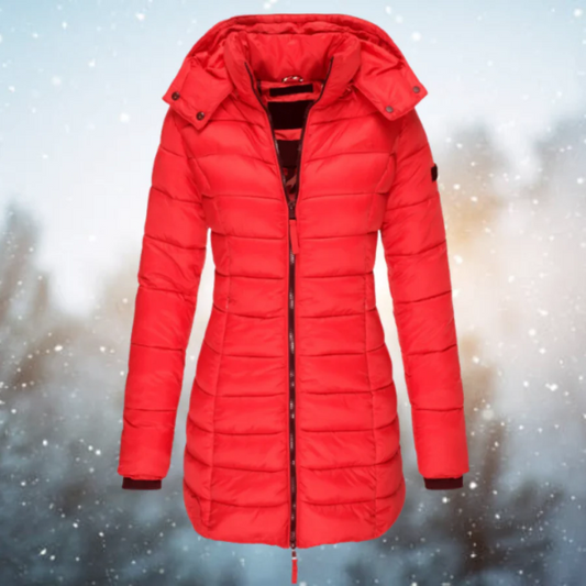 Manteau long femme – Doudoune cintrée – Capuche amovible – Déperlant chaud