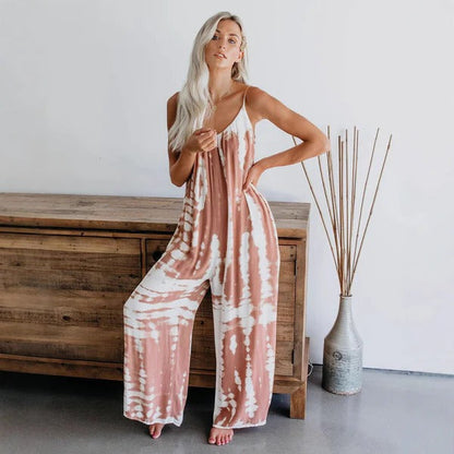 Combinaison femme – Bretelles fines – Coupe ample – Longue – Tissu fluide respirant