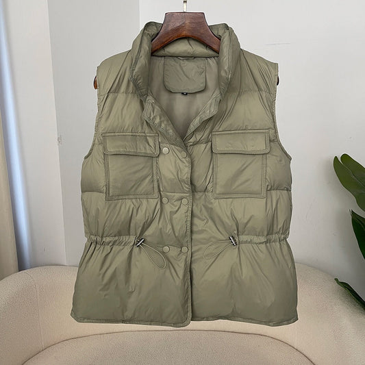 Veste sans manches femme – Matelassée – Coupe décontractée – Taille réglable – Boutons pression